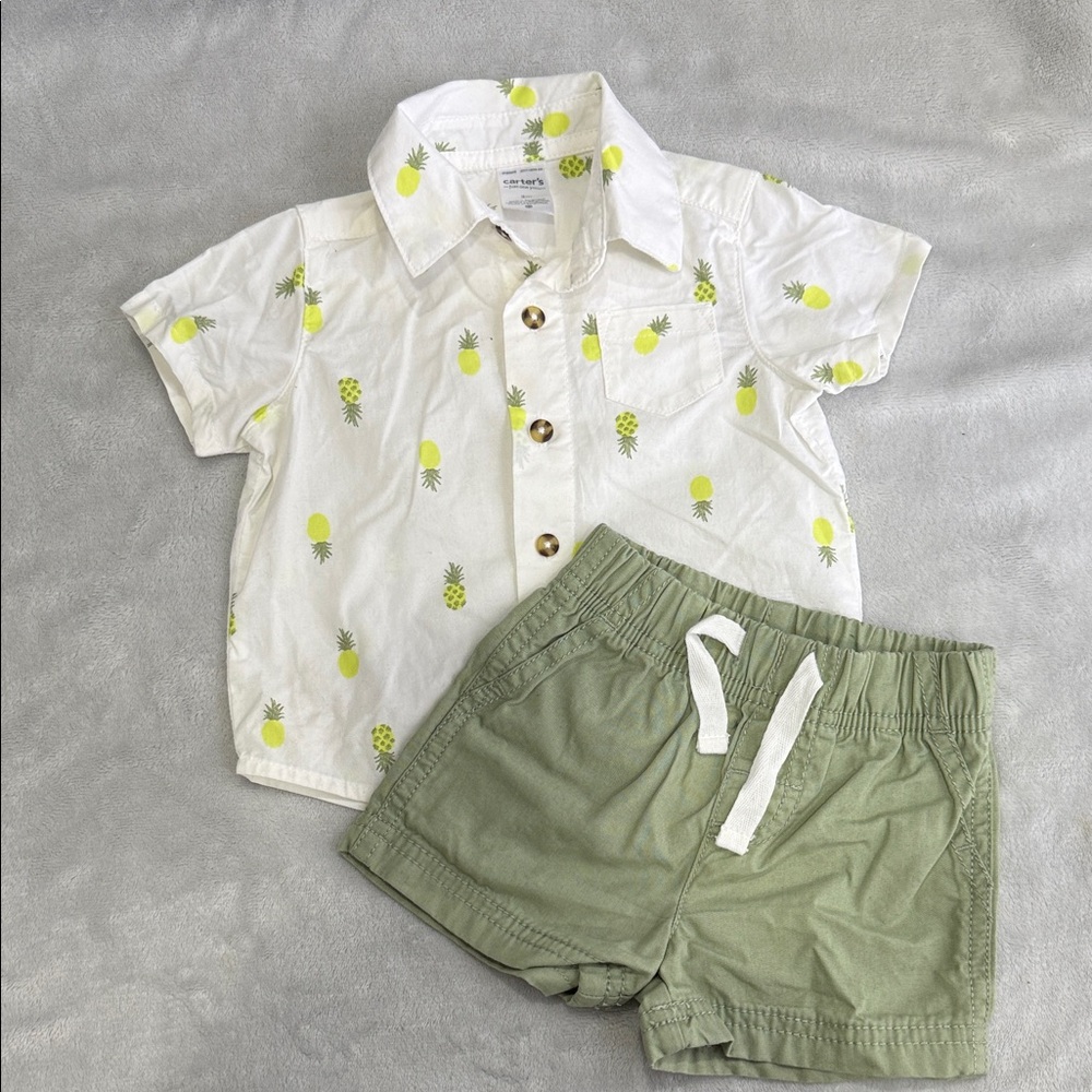 Carter’s Pineapple Print Shirt and Green Shorts Set